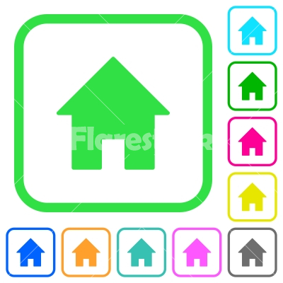 Home vivid colored flat icons - Home vivid colored flat icons in curved borders on white background