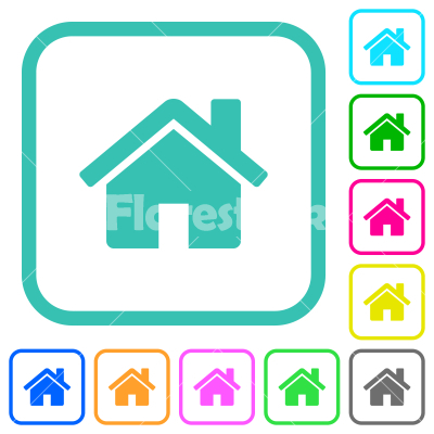 Home vivid colored flat icons - Home vivid colored flat icons in curved borders on white background