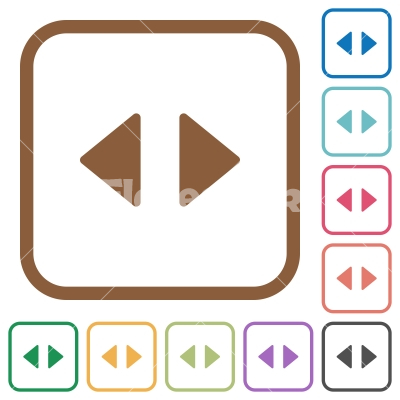 Horizontal control arrows simple icons - Horizontal control arrows simple icons in color rounded square frames on white background