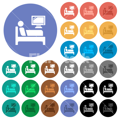 Hospital ward round flat multi colored icons - Hospital ward multi colored flat icons on round backgrounds. Included white, light and dark icon variations for hover and active status effects, and bonus shades.