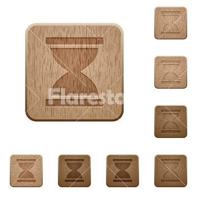 Hourglass wooden buttons - Hourglass on rounded square carved wooden button styles