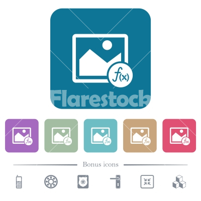 Image effects flat icons on color rounded square backgrounds - Image effects white flat icons on color rounded square backgrounds. 6 bonus icons included