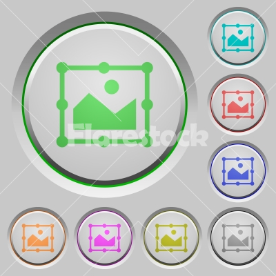 Image free transform push buttons - Image free transform color icons on sunk push buttons - Free stock vector