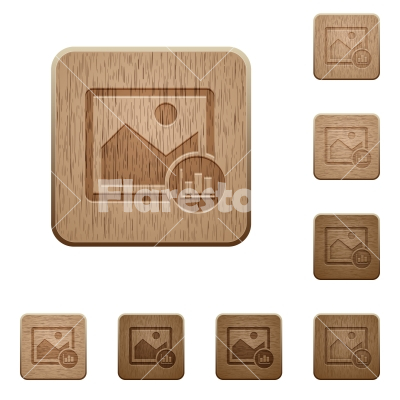 Image histogram wooden buttons - Image histogram on rounded square carved wooden button styles