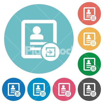 Import contact flat round icons - Import contact flat white icons on round color backgrounds