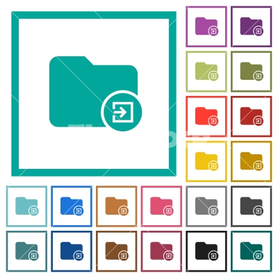 Import directory flat color icons with quadrant frames - Import directory flat color icons with quadrant frames on white background