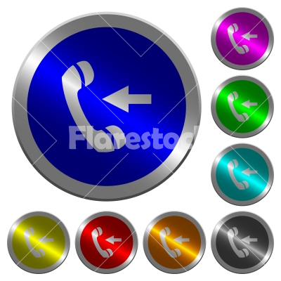 Incoming phone call luminous coin-like round color buttons - Incoming phone call icons on round luminous coin-like color steel buttons