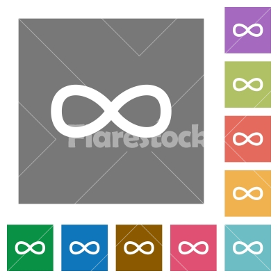 Infinity symbol square flat icons - Infinity symbol flat icons on simple color square backgrounds