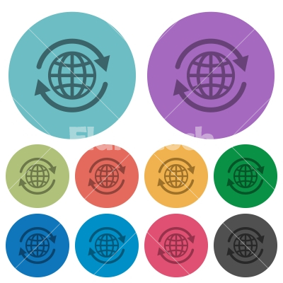 International color darker flat icons - International darker flat icons on color round background