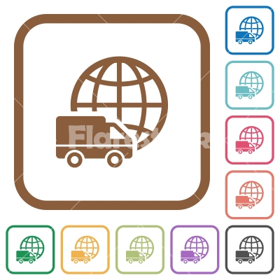 International transport simple icons - International transport simple icons in color rounded square frames on white background - Free stock vector
