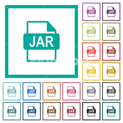 JAR file format flat color icons with quadrant frames - JAR file format flat color icons with quadrant frames on white background