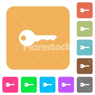 Key rounded square flat icons - Key icons on rounded square vivid color backgrounds.