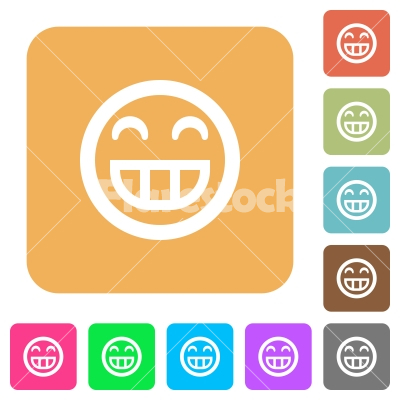 Laughing emoticon rounded square flat icons - Laughing emoticon icons on rounded square vivid color backgrounds.
