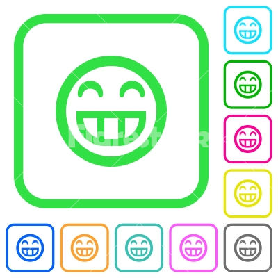 Laughing emoticon vivid colored flat icons - Laughing emoticon vivid colored flat icons in curved borders on white background