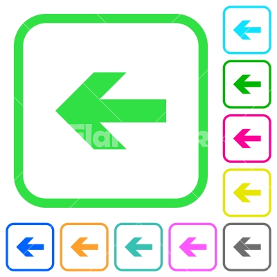 Left arrow vivid colored flat icons - Left arrow vivid colored flat icons in curved borders on white background