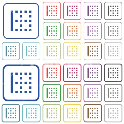 Left border outlined flat color icons - Left border color flat icons in rounded square frames. Thin and thick versions included.