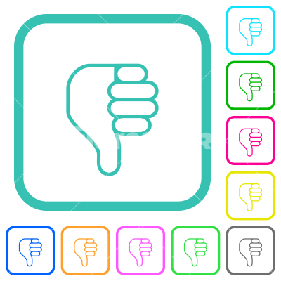 left handed thumbs down outline vivid colored flat icons - left handed thumbs down outline vivid colored flat icons in curved borders on white background