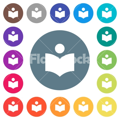 Library flat white icons on round color backgrounds - Library flat white icons on round color backgrounds. 17 background color variations are included.