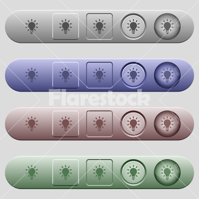 Lighting bulb icons on horizontal menu bars - Lighting bulb icons on rounded horizontal menu bars in different colors and button styles