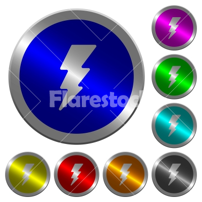 Lightning luminous coin-like round color buttons - Lightning icons on round luminous coin-like color steel buttons