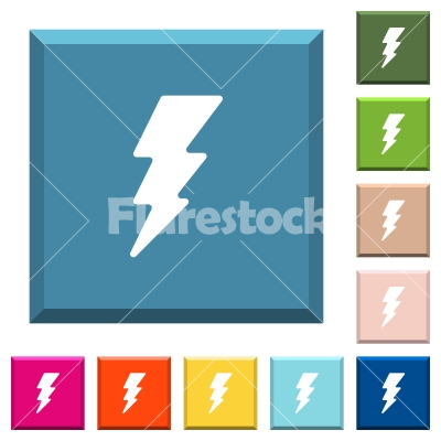 Lightning white icons on edged square buttons - Lightning white icons on edged square buttons in various trendy colors