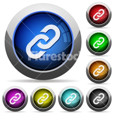 Link button set - Set of round glossy link buttons. Arranged layer structure.
