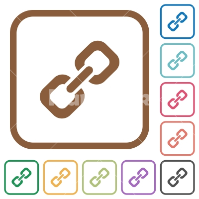 Link simple icons - Link simple icons in color rounded square frames on white background