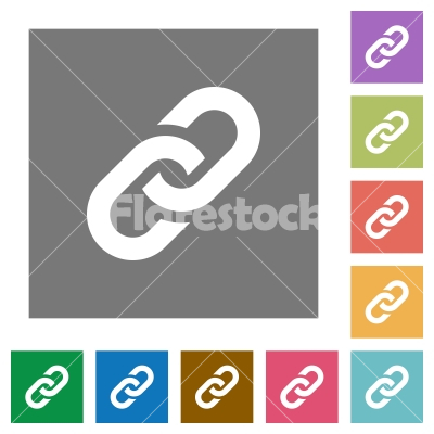 Link square flat icons - Link flat icons on simple color square backgrounds