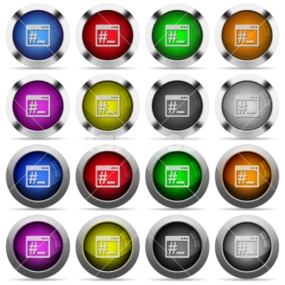 Linux root terminal button set - Set of linux root terminal glossy web buttons. Arranged layer structure.
