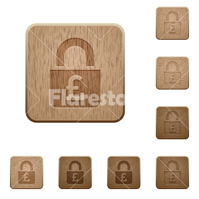 Locked Pounds wooden buttons - Locked Pounds on rounded square carved wooden button styles