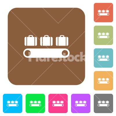 Luggage conveyor rounded square flat icons - Luggage conveyor flat icons on rounded square vivid color backgrounds.