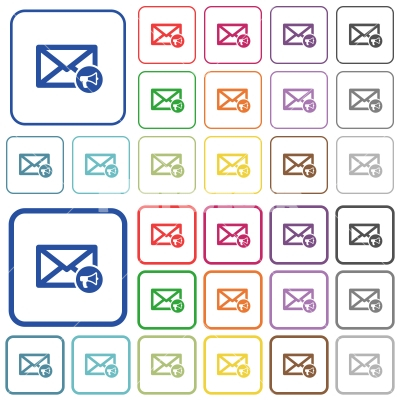 Mail reading aloud outlined flat color icons - Mail reading aloud color flat icons in rounded square frames. Thin and thick versions included.