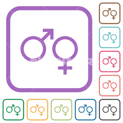 Male and felmale gender symbols simple icons - Male and felmale gender symbols simple icons in color rounded square frames on white background