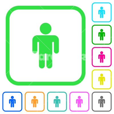 Male sign vivid colored flat icons - Male sign vivid colored flat icons in curved borders on white background