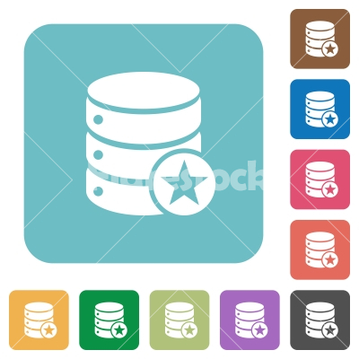 Marked database table rounded square flat icons - Marked database table white flat icons on color rounded square backgrounds