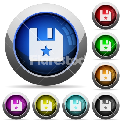 Marked file round glossy buttons - Marked file icons in round glossy buttons with steel frames