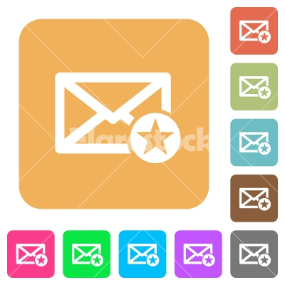 Marked mail rounded square flat icons - Marked mail flat icons on rounded square vivid color backgrounds.