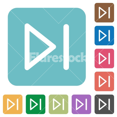 Media next square flat icons - Media next flat icons on simple color square background.