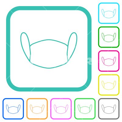 Medical face mask outline vivid colored flat icons - Medical face mask outline vivid colored flat icons in curved borders on white background