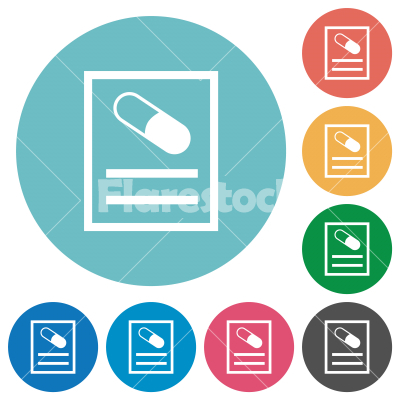 Medical prescription flat round icons - Medical prescription flat white icons on round color backgrounds