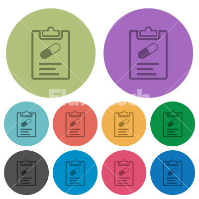 Medical prescription outline color darker flat icons - Medical prescription outline darker flat icons on color round background
