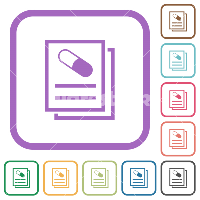 Medical prescription simple icons - Medical prescription simple icons in color rounded square frames on white background