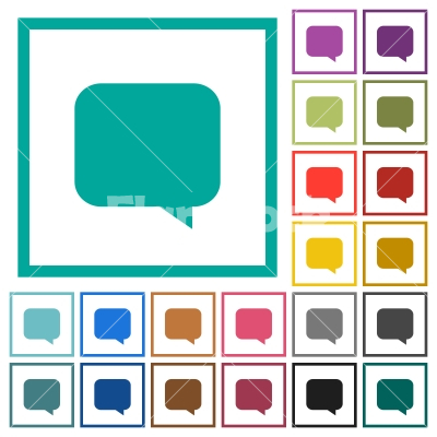 Message bubble flat color icons with quadrant frames - Message bubble flat color icons with quadrant frames on white background