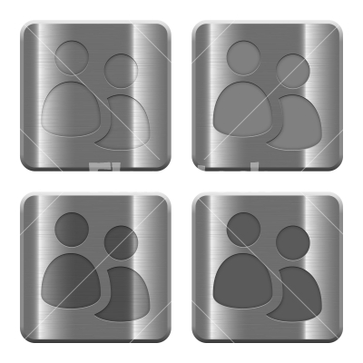 Metal User group buttons - Set of User group buttons vector in brushed metal style. Arranged layer, color and graphic style structure.