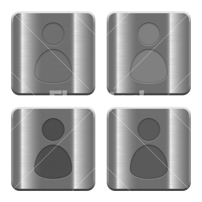 Metal User profile buttons - Set of User profile buttons vector in brushed metal style. Arranged layer, color and graphic style structure.