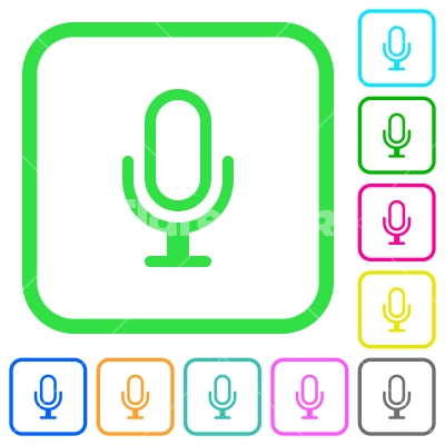 Microphone vivid colored flat icons - Microphone vivid colored flat icons in curved borders on white background