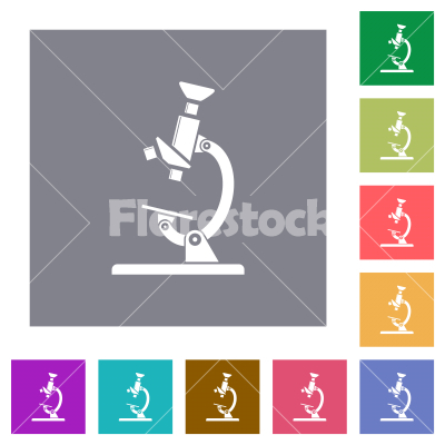 Microscope square flat icons - Microscope flat icons on simple color square backgrounds