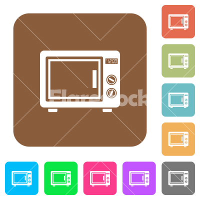 Microwave oven rounded square flat icons - Microwave oven flat icons on rounded square vivid color backgrounds.