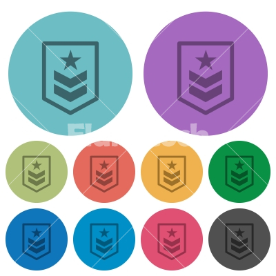 Military rank color darker flat icons - Military rank darker flat icons on color round background