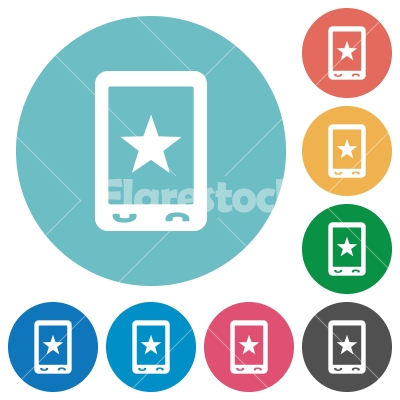 Mobile mark flat round icons - Mobile mark flat white icons on round color backgrounds
